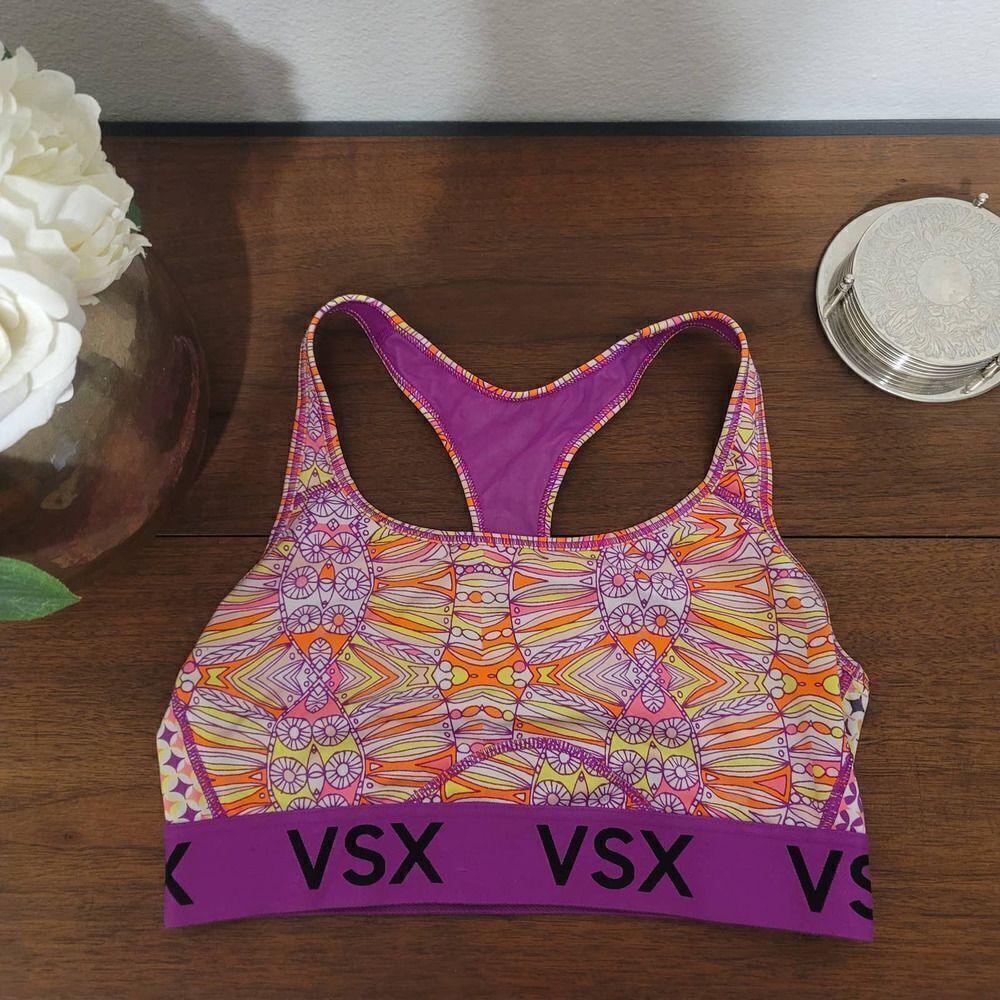 VSX Racer Back Geometric Print Sports Bra Sz M